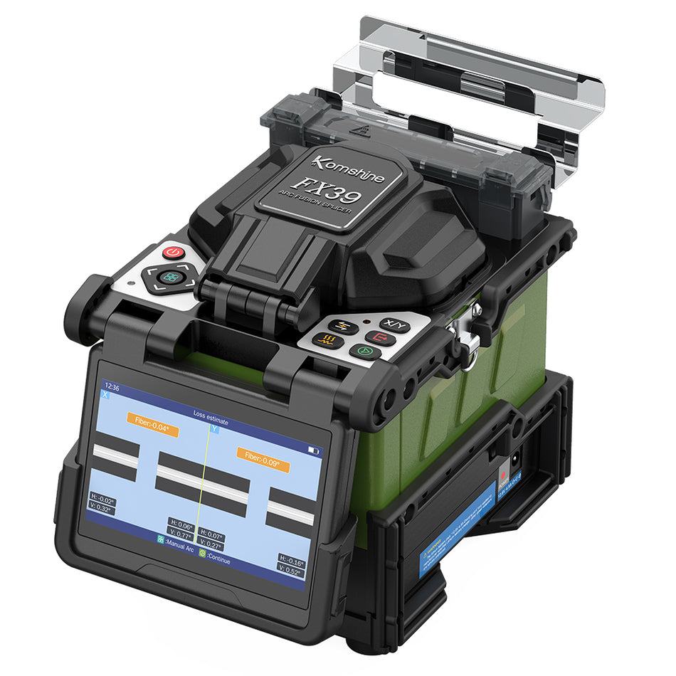 Fusion Splicer Komshine FX39 Fiber Optical Fusion Splicer with 6s Fast Splicing, Core Alignment Fiber Splicer with 7800mAh Large Battery Capacity, Automatic Fusion Splicer Plus 5000 Electrodes Life