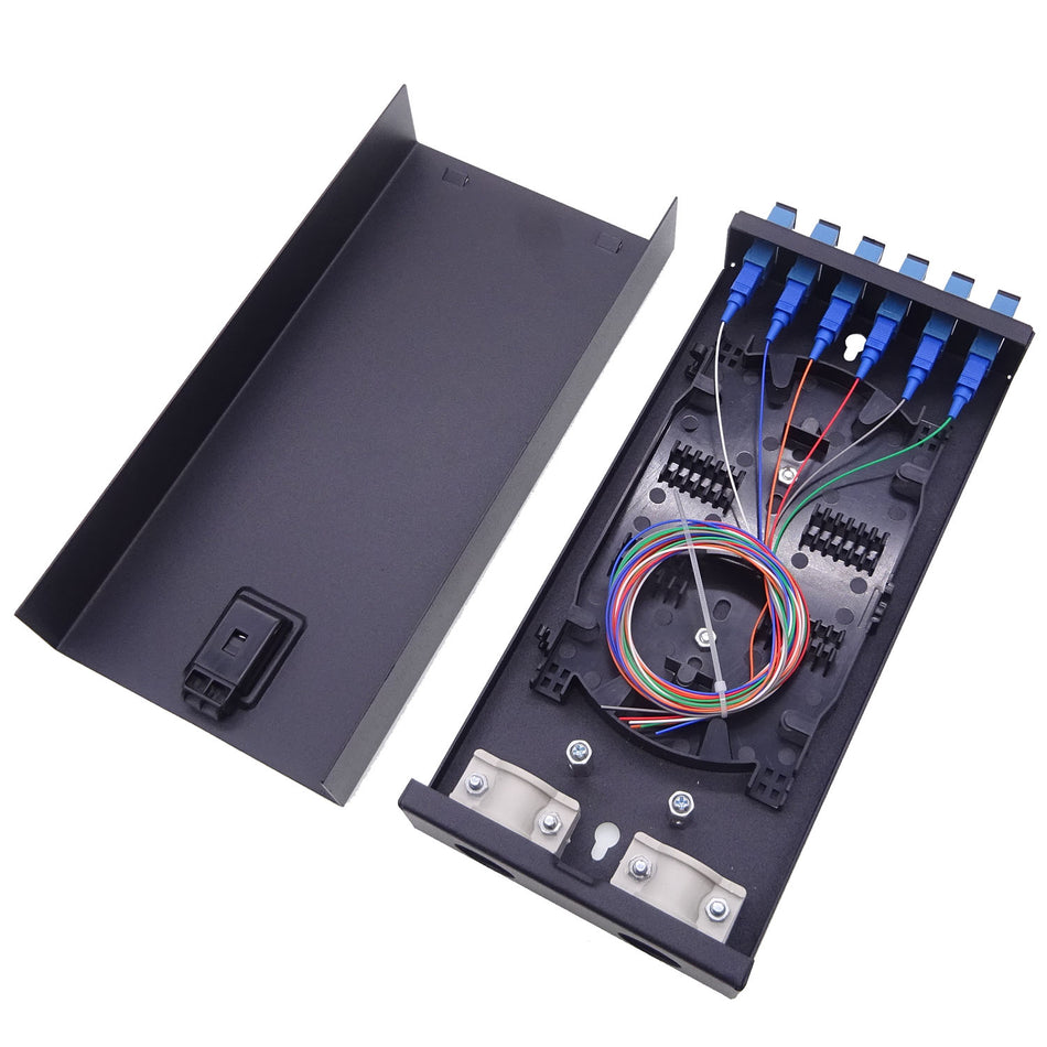 SC Wall Mount Optical Fiber Termination Distribution Box, Full Loaded with SC/UPC Pigtails and Adapters