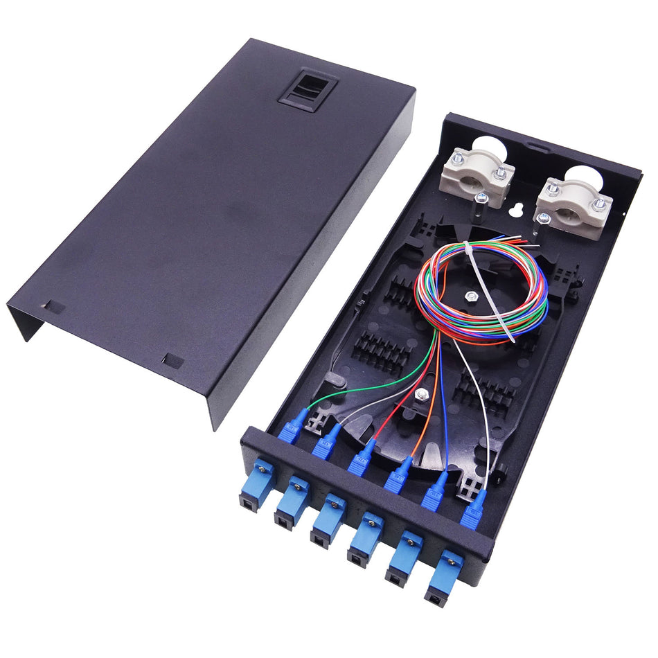 SC Wall Mount Optical Fiber Termination Distribution Box, Full Loaded with SC/UPC Pigtails and Adapters