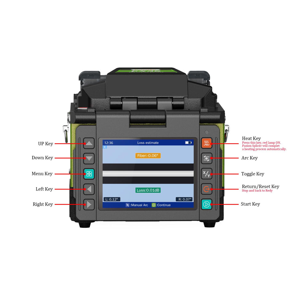 FTTx Mini Fusion Splicer Active Clad-Alignment with 4 motors 3.5 inch Display 8S Fast Splicing Empalmador De Fibra óptica