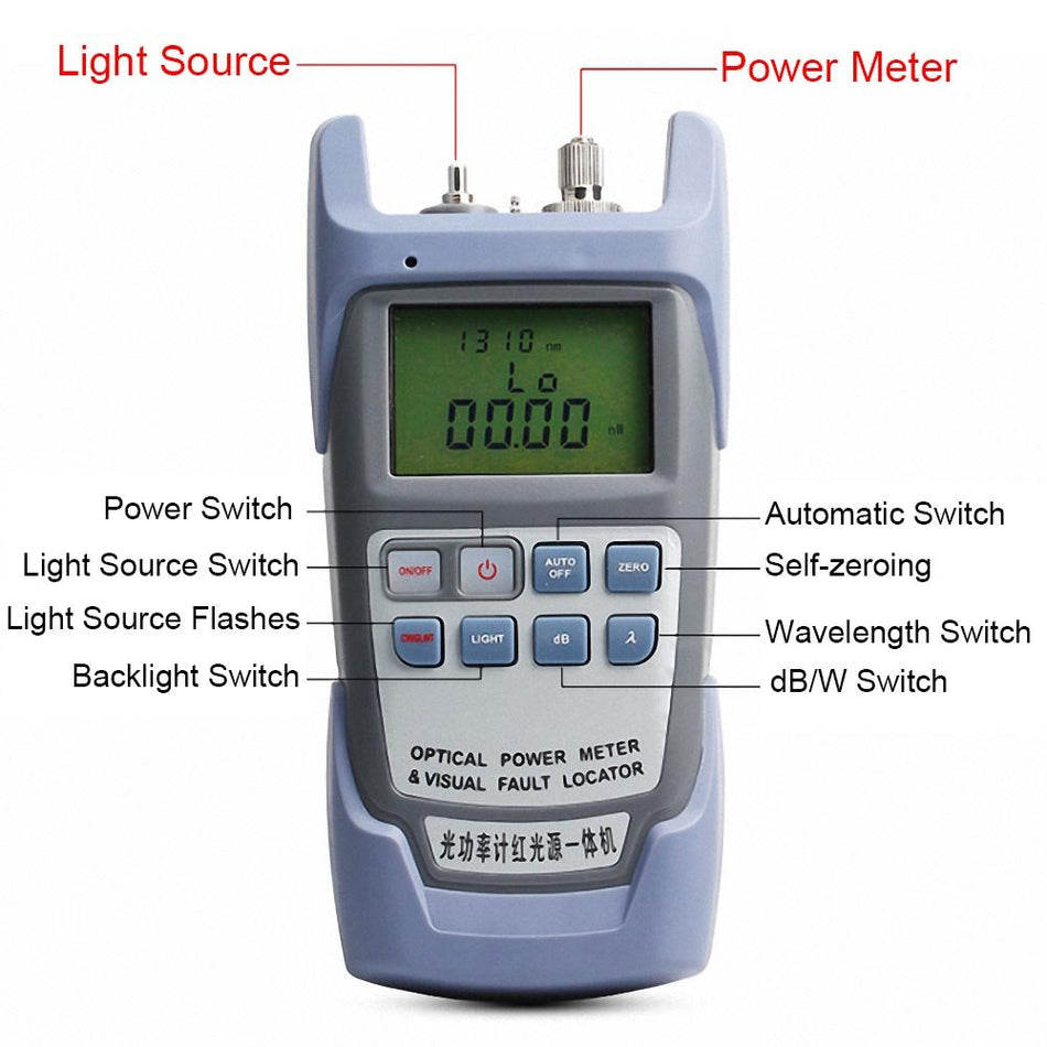 All-in-One Portable Handheld Fiber Optic Cable Tester, Visual Fault Locator & Power Meter, Sc and Fc Connector,Blue